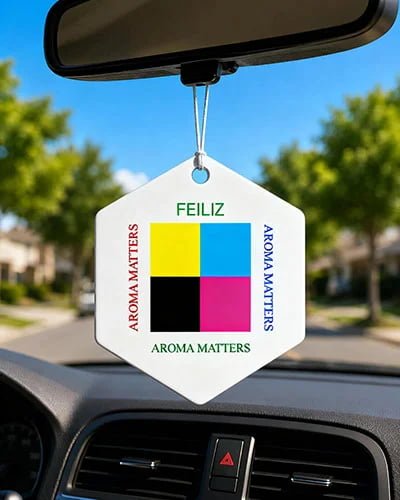 OEM custom printed paper car air freshener hanging on car rear‑view mirror for vehicle interior fragrance decoration